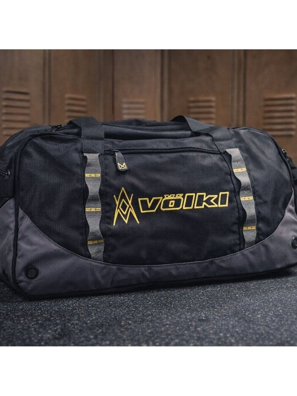 Völkl Sport Duffel Bag Black Gray Yellow Gym Travel Weekend